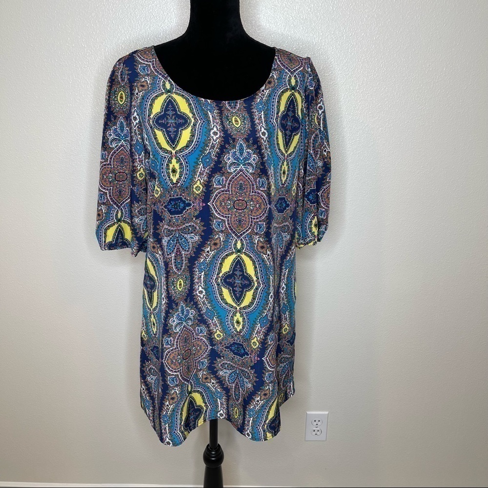 ASOS Lashes of London Colorful Boho 1/2 Sleeve Dress Large